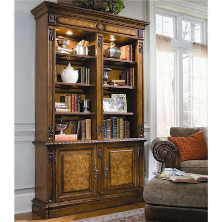 56 Inch Open Bookcase with 2 Bottom Doors